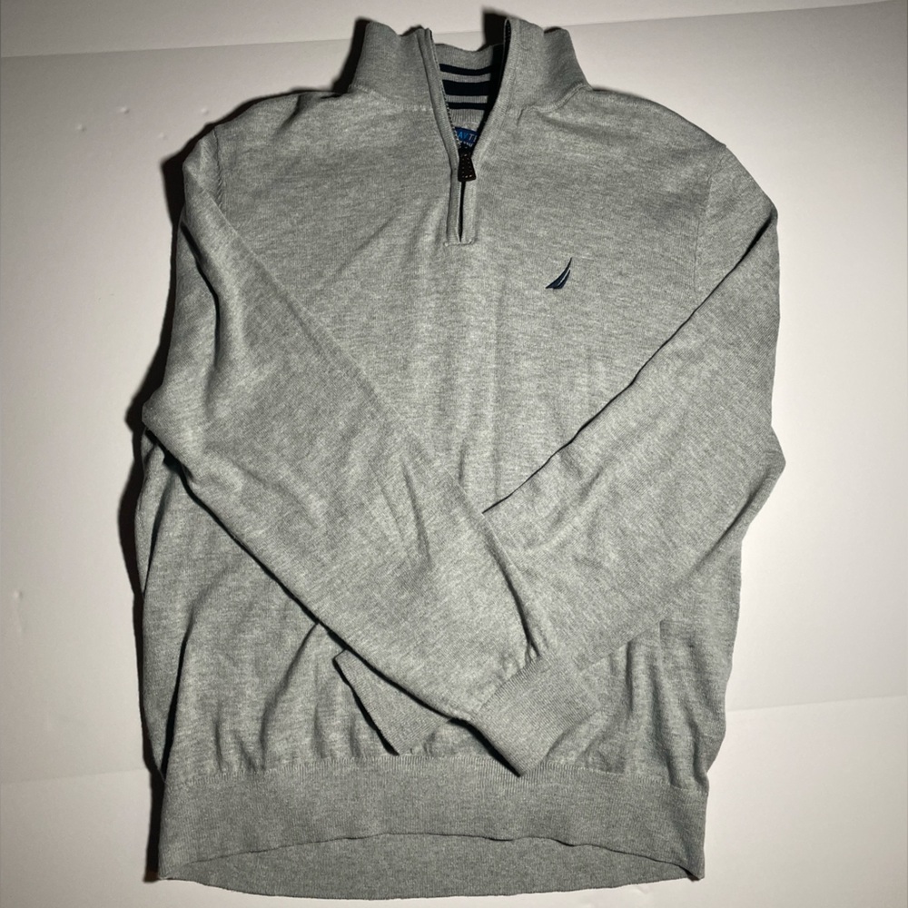 Nautical Men’s Large Gray Quarter-Zip Pullover